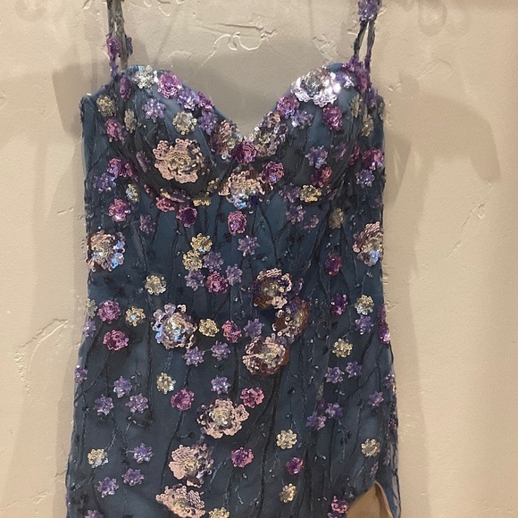 La Femme #32618 Slate Blue Dress Size 4 - NWT - Picture 6 of 7